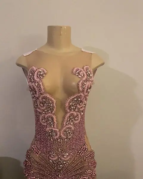 Luxus Kristall Perlen Frauen Mini Maxi Kleider zu Party Blickfang funkeln Strass sehen durch weibliche Kleid