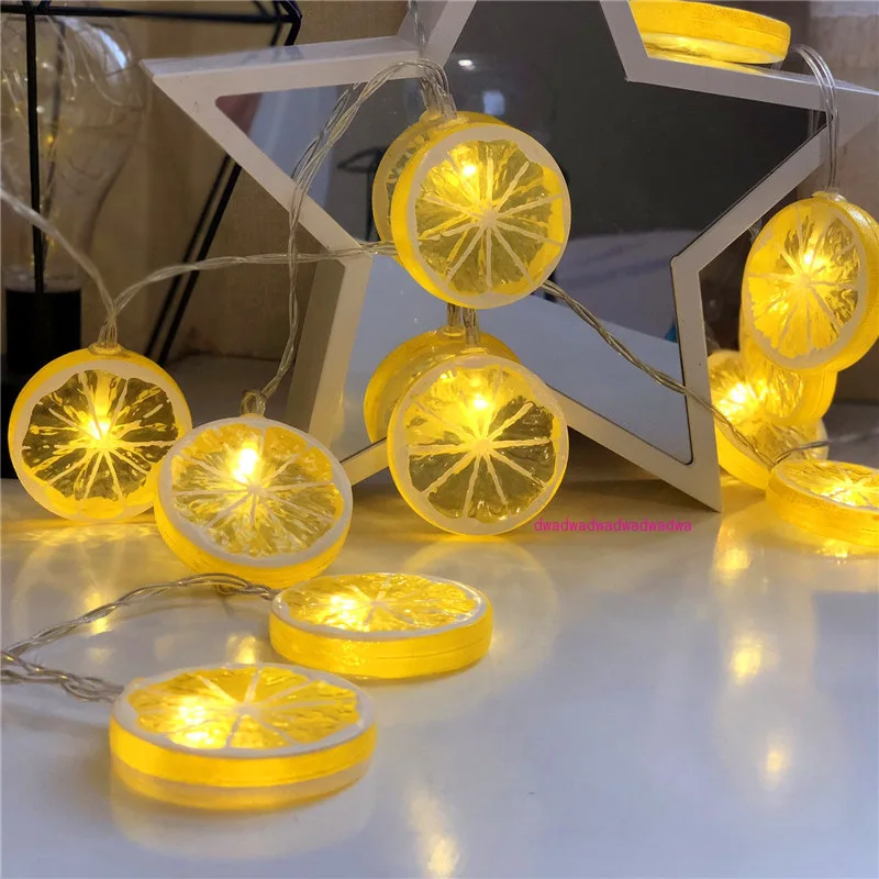 LED fruit orange lemon slices lantern string stall decoration summer girl heart battery box lantern flash