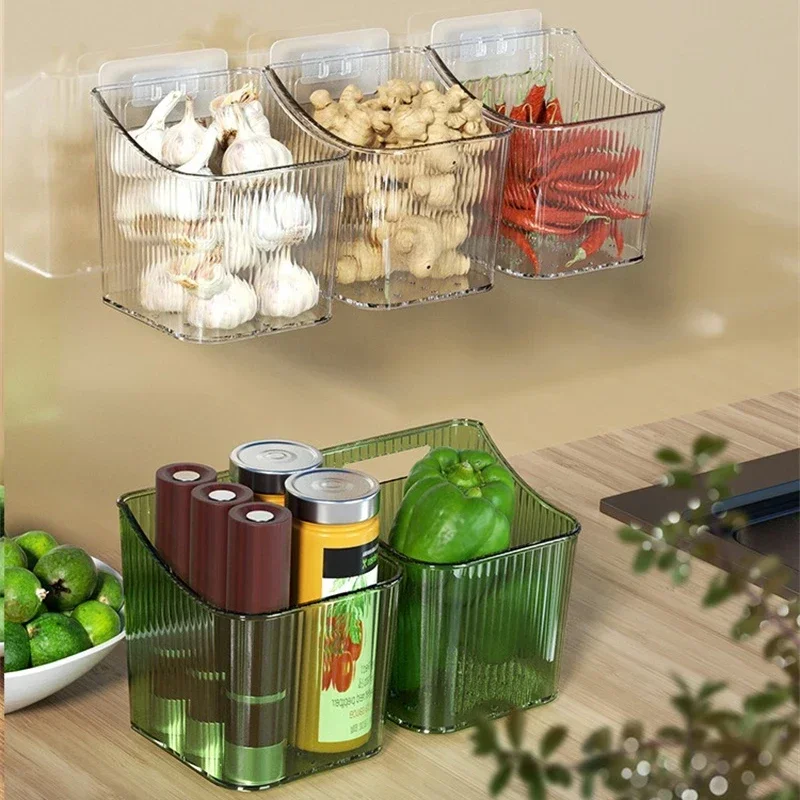 Kitchen Storage Basket Garlic Wall Hanging Basket Onion Transparent Storage Box Punch-Free High-capacity Basket