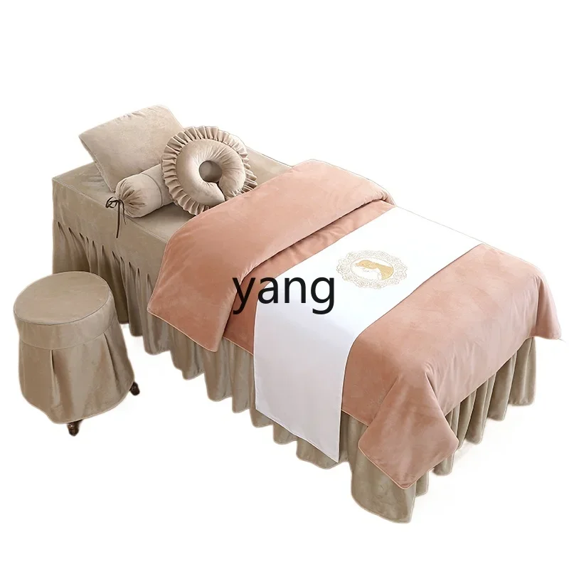 

Lmm beauty bedspread four-piece set, simple bedspread beauty salon special bed cover custom