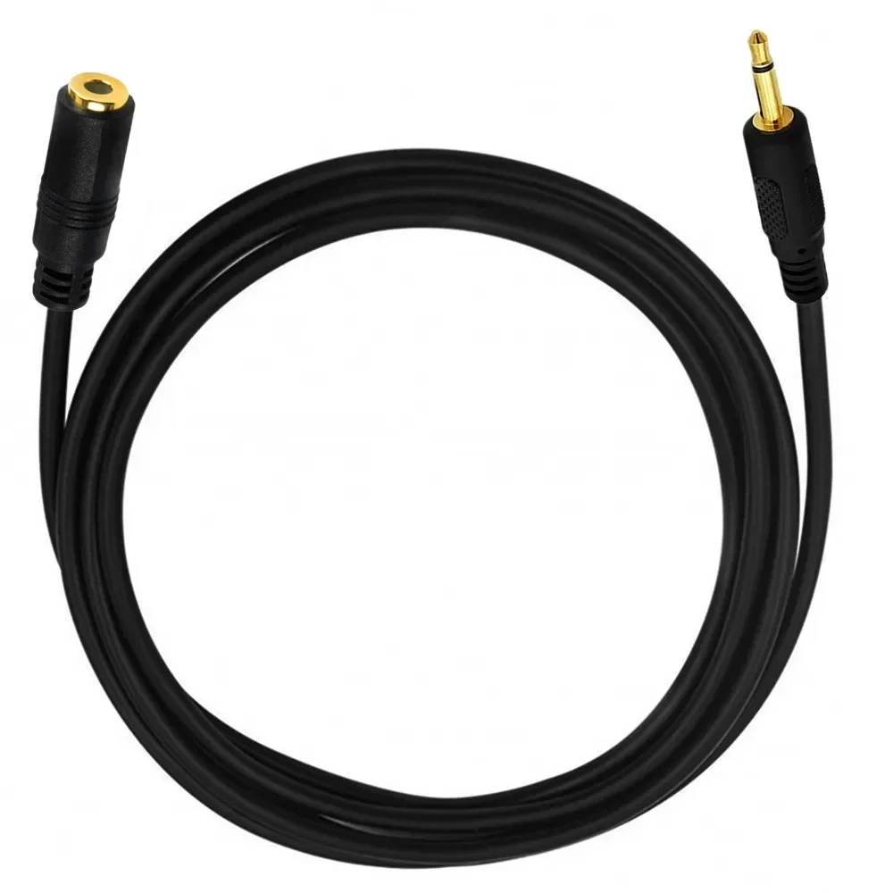 6FT 3.5mm Female to 3.5mm Mono Male Plug Headset Aux Headphones Adapter Converter Cable Cord Black 1.8m