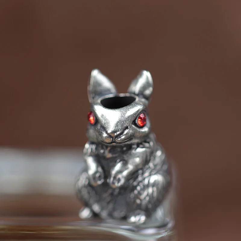 Cute Rabbit Brass Knife Beads EDC Outdoor DIY Paracord Woven Lanyard Pendant Men Bracelets Charms Jewelry Hangings Accessories