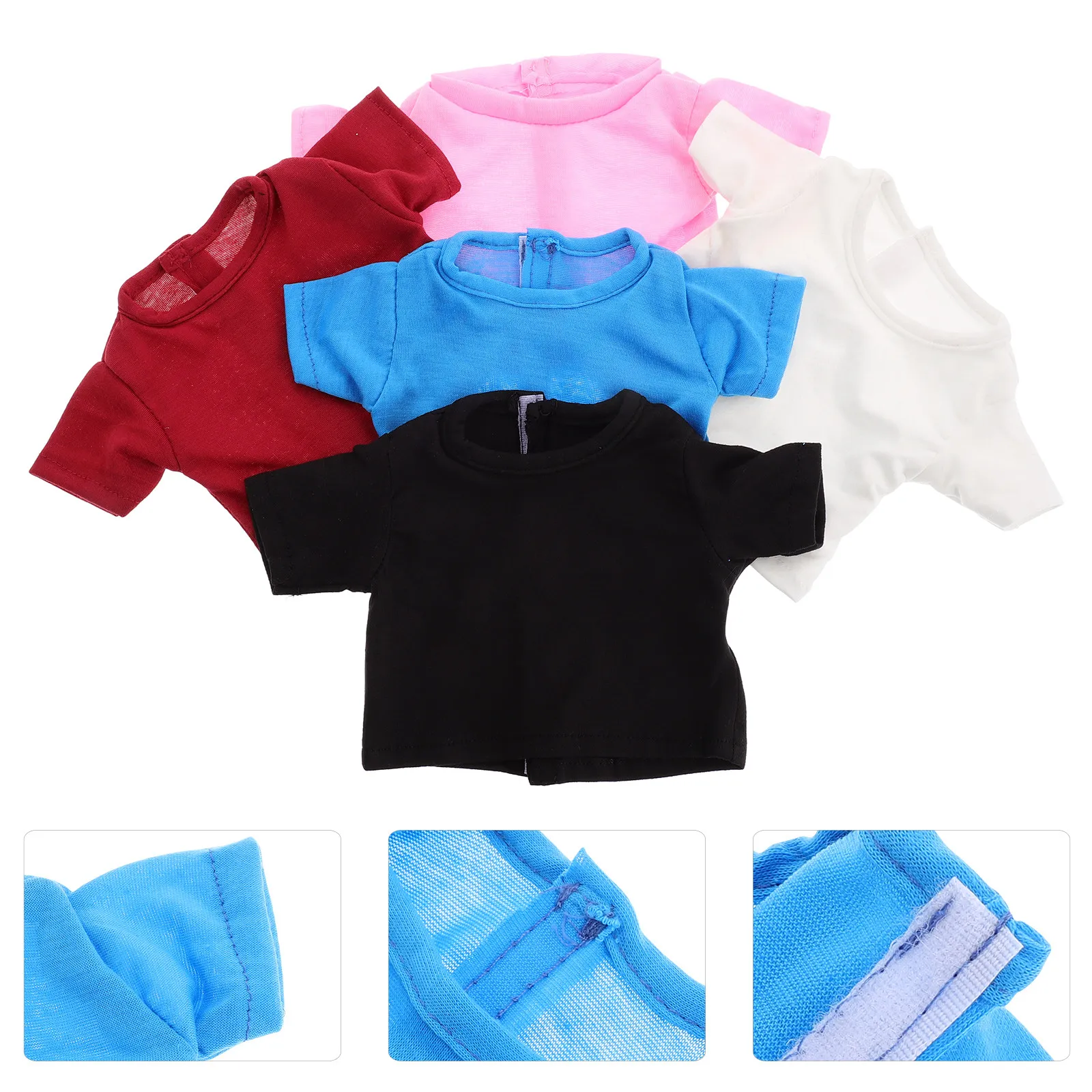 

18 Inch Shirts Solid Color Short Sleeve Soft Fabric Clothes for Pretend Play Wardrobe Accessories