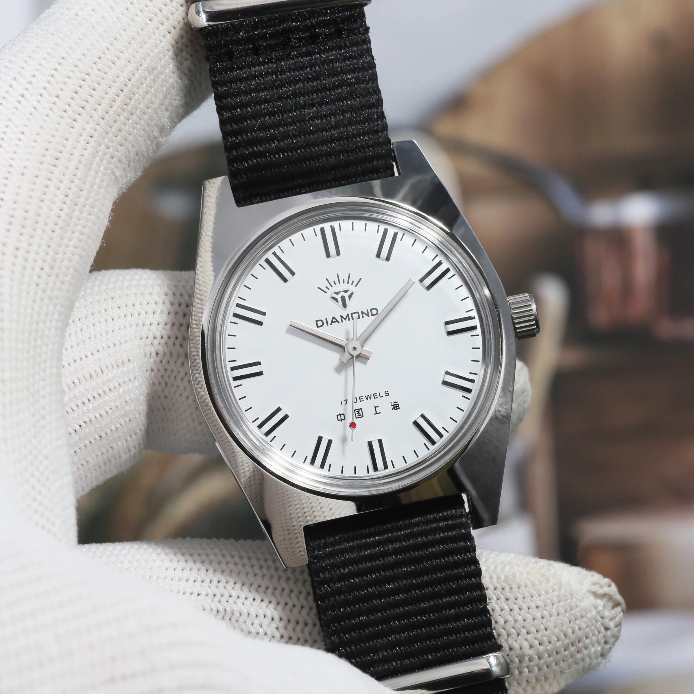 شنغهاي الماس 36MM اليد الرياح الميكانيكية ووتش 8120 للماء الصين ووتش للرجال بالجملة