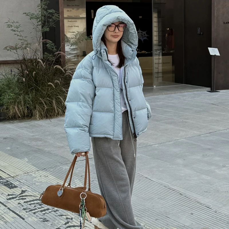 Pato branco para baixo feminino com capuz quente jaqueta 2025 inverno novas mulheres de alta qualidade jaqueta moda parker h756