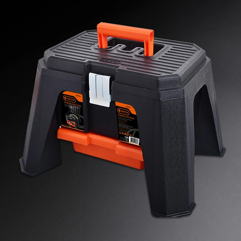 صندوق الأدوات المنظم تخزين البراز أداة صندوق مع درج سلم بلاستيكي الصيد غسيل السيارات حديقة المحمولة حقيبة خزانة منزلية #2