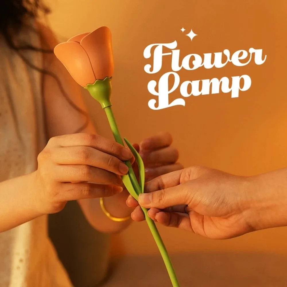 Portable Rechargeable Rose LED Lamp with Brightness Memory Soft Lighting Desk Lamp Bendable Gift Flower LED Table Lamp Bedroom