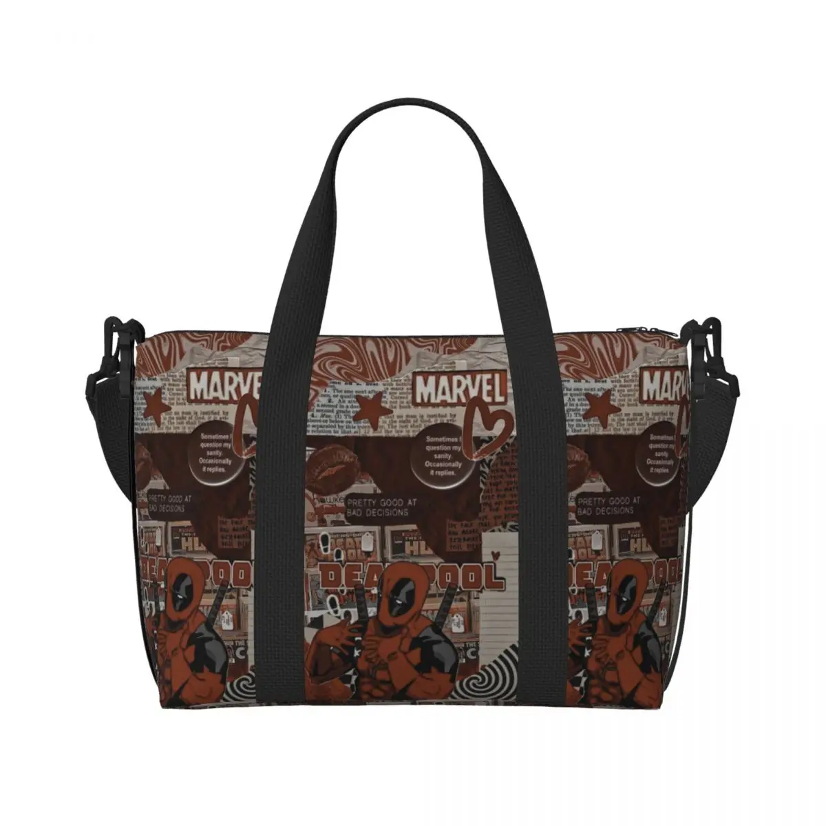 Custom Deadpool Lockscreen Tote Bag Women Large Capacity Beach Gym Travel Bags