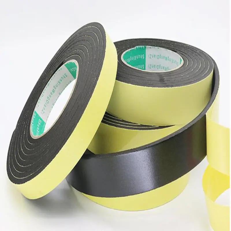 Strong Single-Sided foam Tape adhesion EVA black/white sponge foam rubber tape anti-collision seal strip 1, 2, 3mm thick