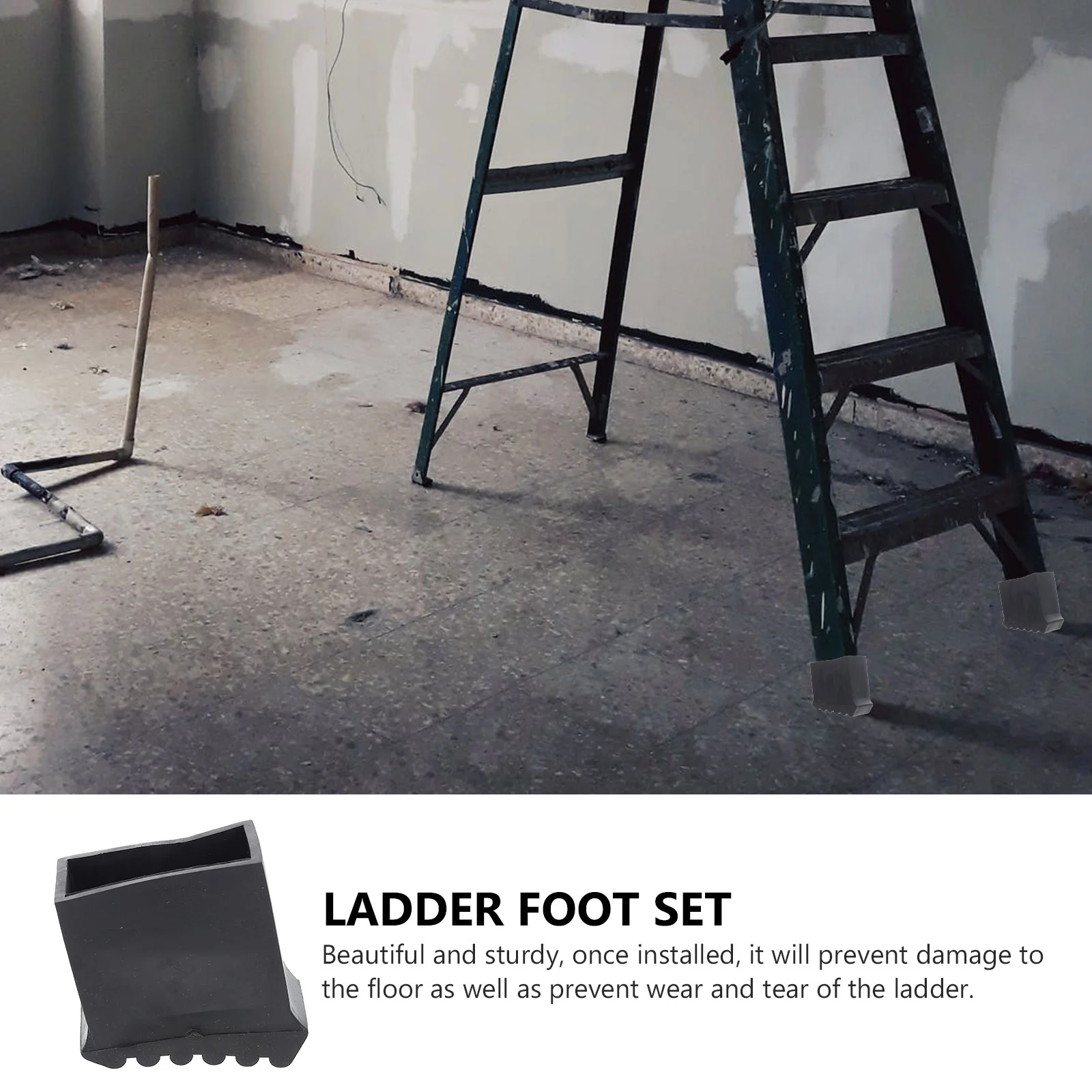 2 Pcs Floor Mat Ladder Foot Cover Pads Mats Furniture Bumpers 750X670X370CM Rubber Replacement