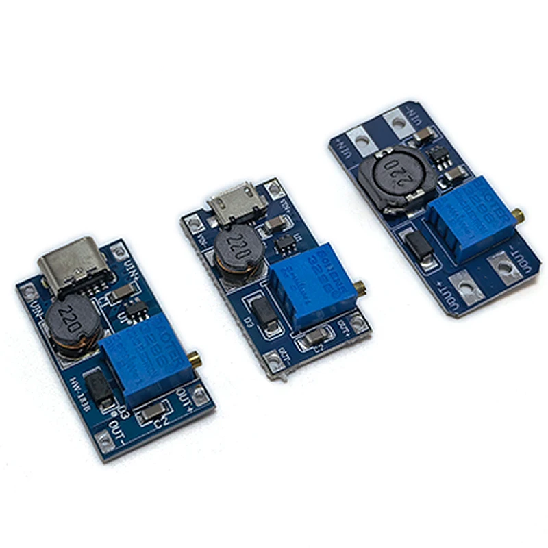 MT3608 DC-DC Step Up Boost Module 2A Peak Adjustable Power Board Type-C / Micro USB 2V-24V Input to 5V 9V 12V 28V Output