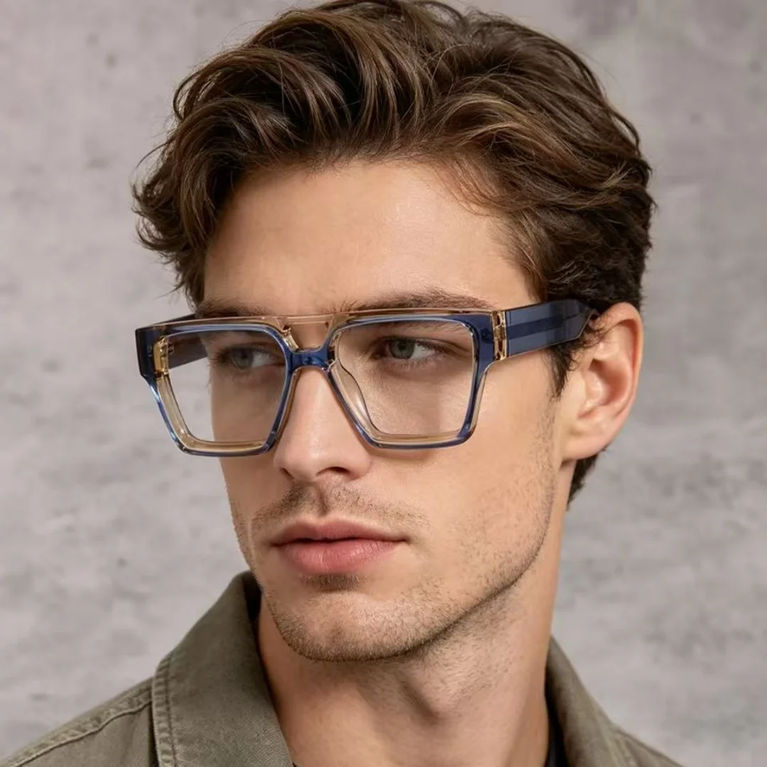 

Square Glasses Frame Anti Blue Light Reading Glasses Men's Computer Optical Prescription Eyeglasses Finished Hyperopia Eyewear