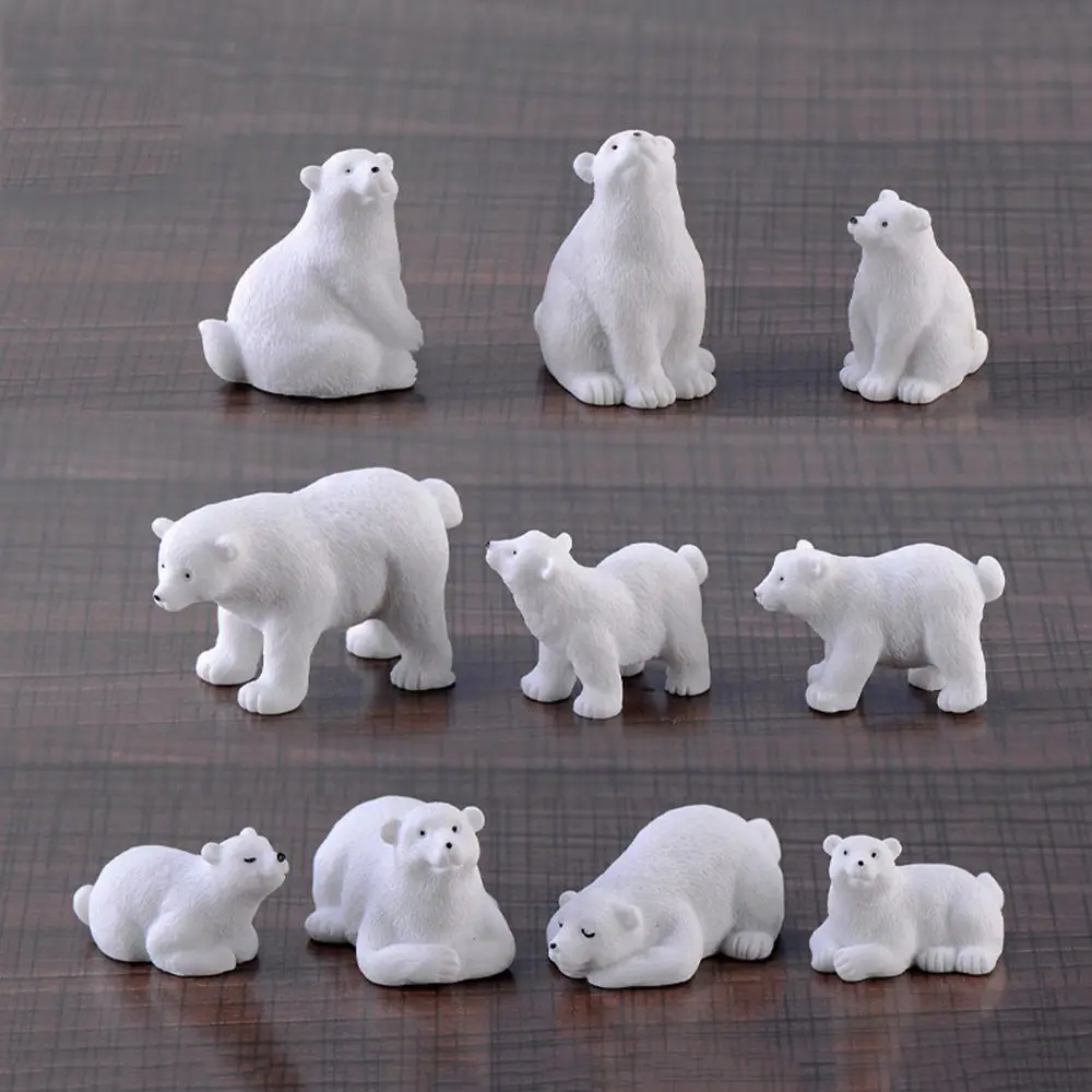 Figuras de osos Polares de micropaisaje, accesorios DIY, modelo de simulación de oso blanco, miniaturas de animales, 1 ud.