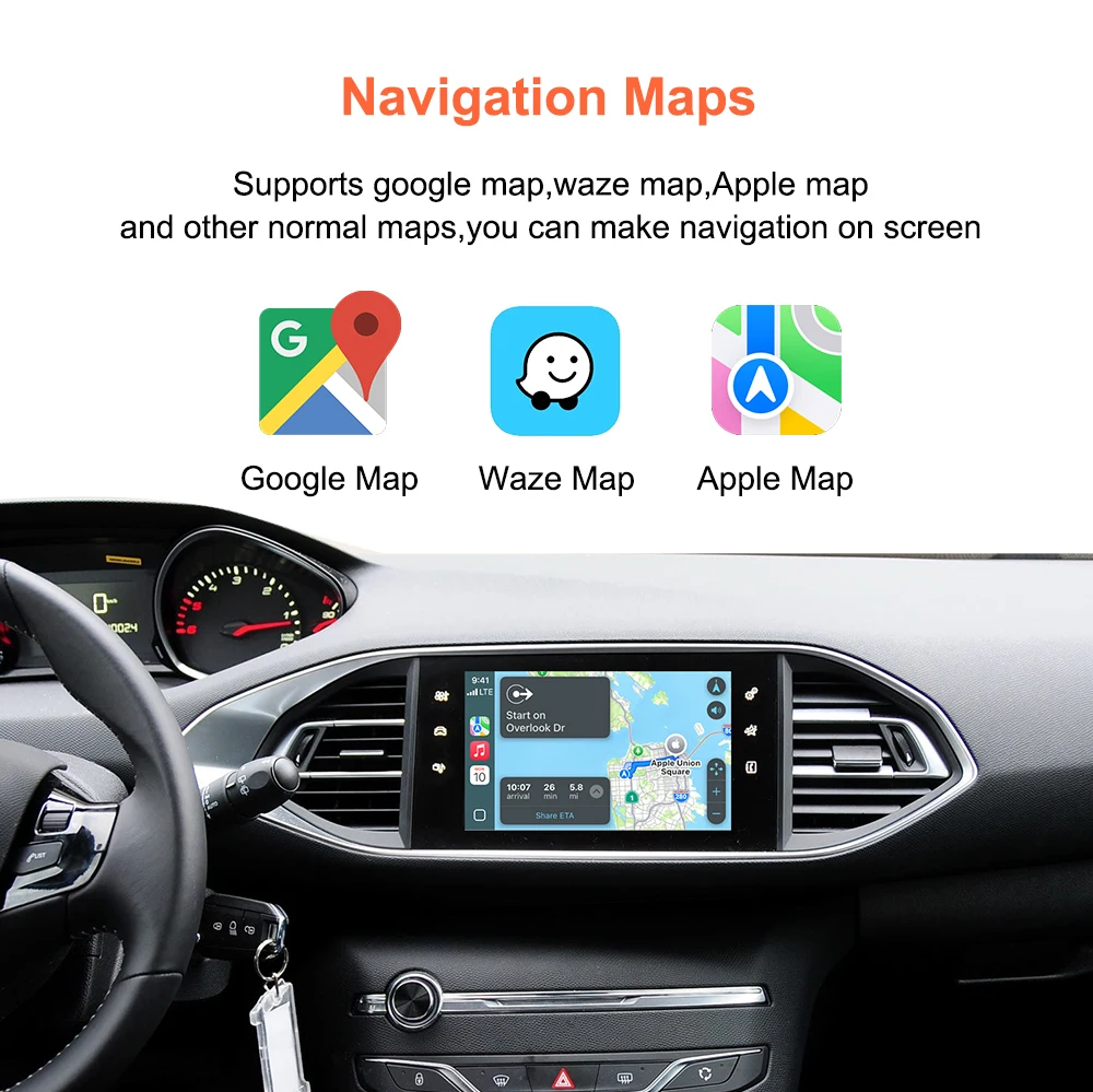 Bonroad Wireless Carplay Android Auto Nachrüst-Kits, passend für Peugeot&Citroren SMEG&MRN NAC 208 308 508 3008&C4 DS3 DS4 DS5 – Detail 10