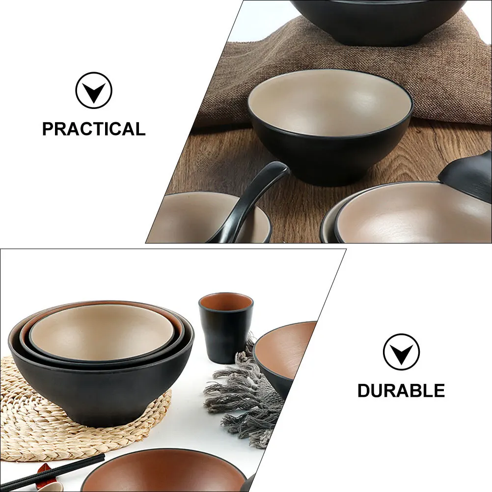 

1pc Japanese Style Rice Bowl Deep Noodle Soup Cereal Salad Fruit Plastic Melamine Bowl For Home Restaurant Hotel Use