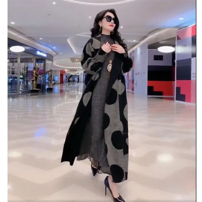 For Women Long Windbreaker Loose Large Size L-5XL Overcoat Middle aged Female Wool Trench Coat Outcoat U418