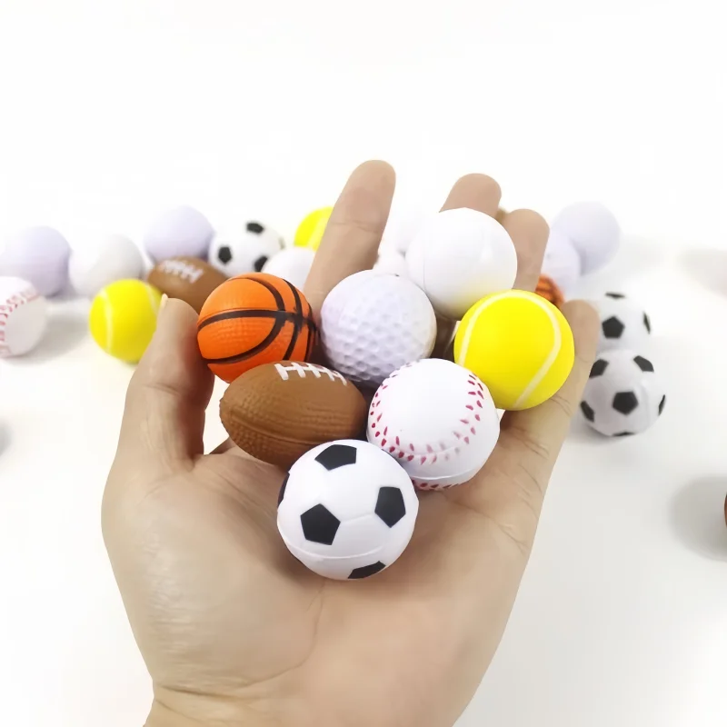 6PCS Mini PU Sponge Soft Body Toy Squeeze Ball Stress Relief Toy Football Basketball Baseball Rugby Antistress Kid Outdoor Toys