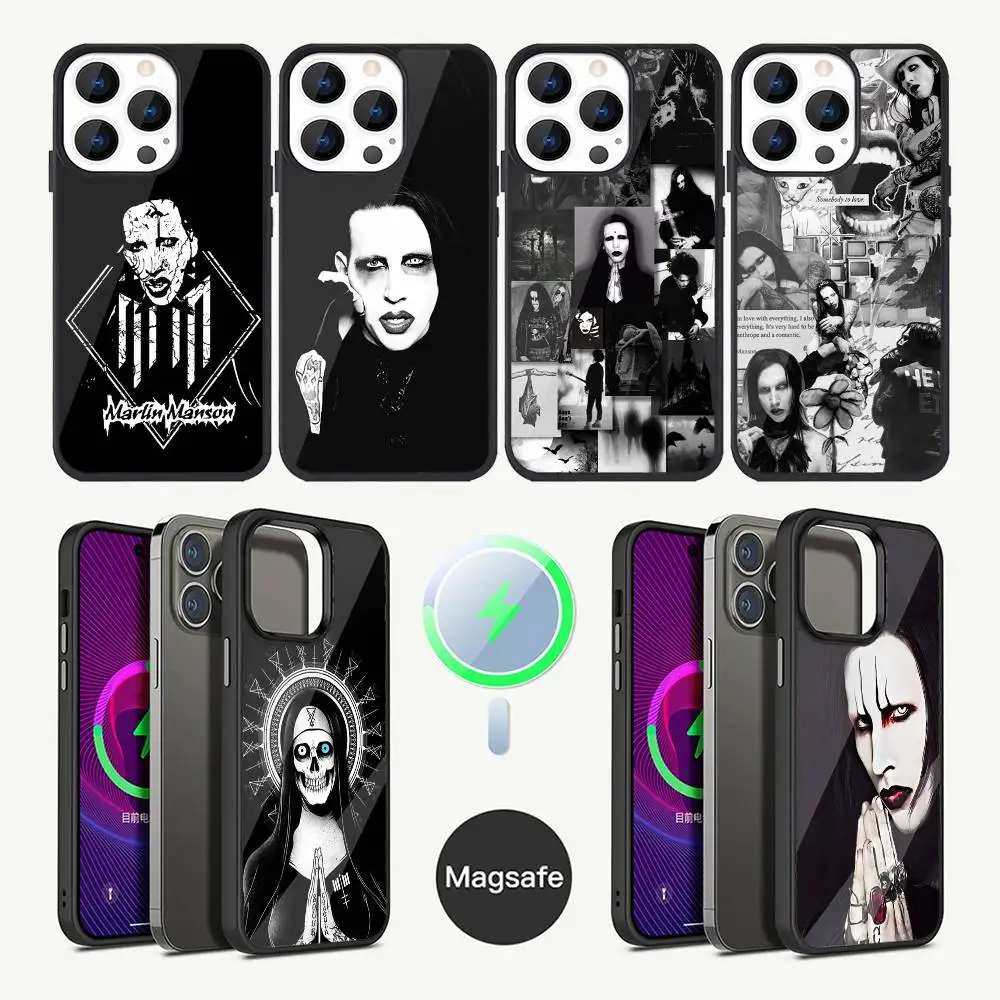 

Marilyn M-Manson Phone Case For iPhone 16,15,14,13,12,11,Plus,Pro,Max Mini Magsafe Magnetic Wireless Charging