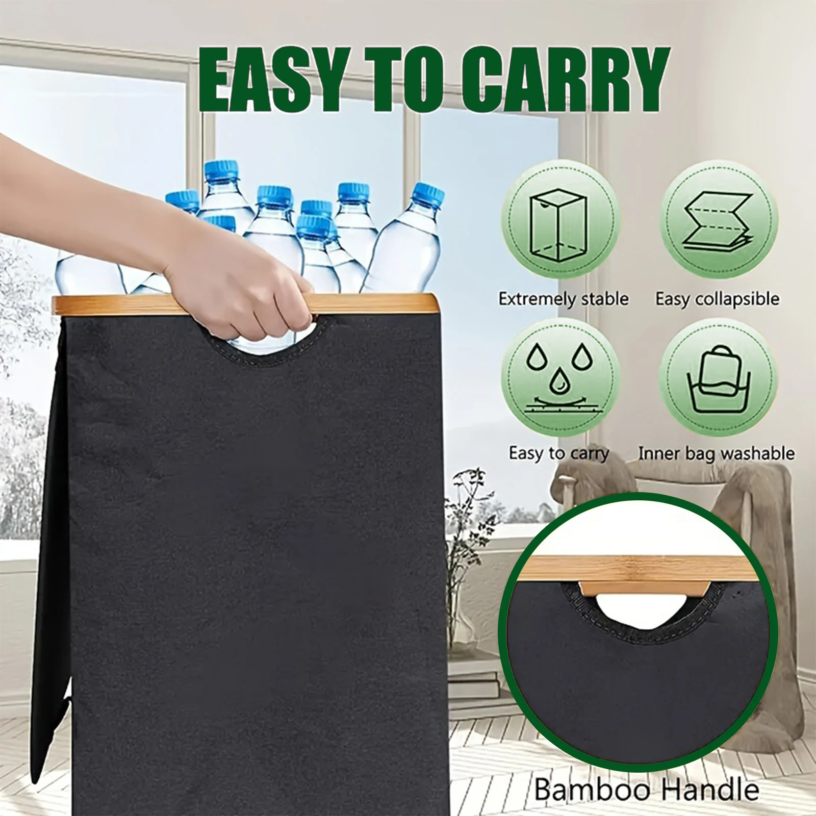 

Складная оксфордская 2 секции, 140 л, корзина для белья с крышкой, корзина для белья, корзина для одежды для спальни, ванной комнаты, прачечной