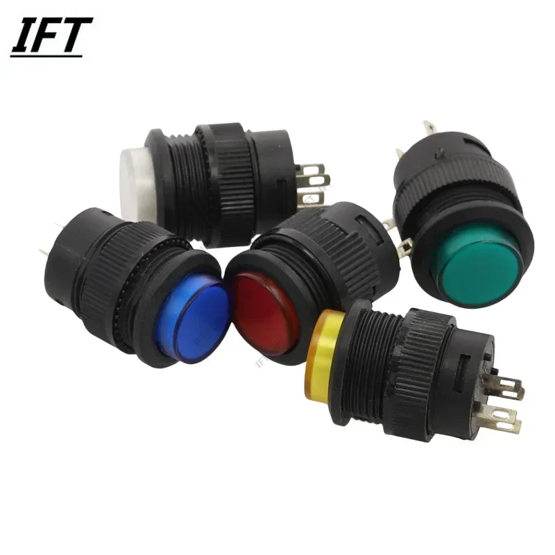 5Pcs Self-lockin 16MM Latching/Momentary Push Button Switch With 5Color LED lighting 4Pin R16-503/AD R16-503/BD 3A/250V