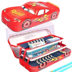 Disney Pixar Cars Pencil Case Children Tationery Box Large Capacity Kindergarten McQueen Car Three-dimensional Pencil Box