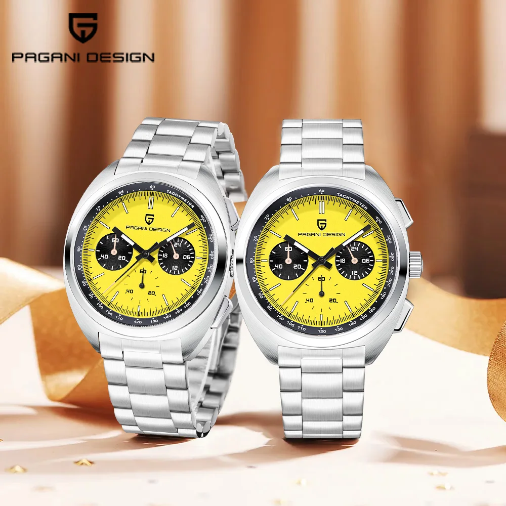 2025 new PAGANI DESIGN Watches bright yellow luxury quartz watch men's chronograph top sapphire waterproof stainless Steel watch