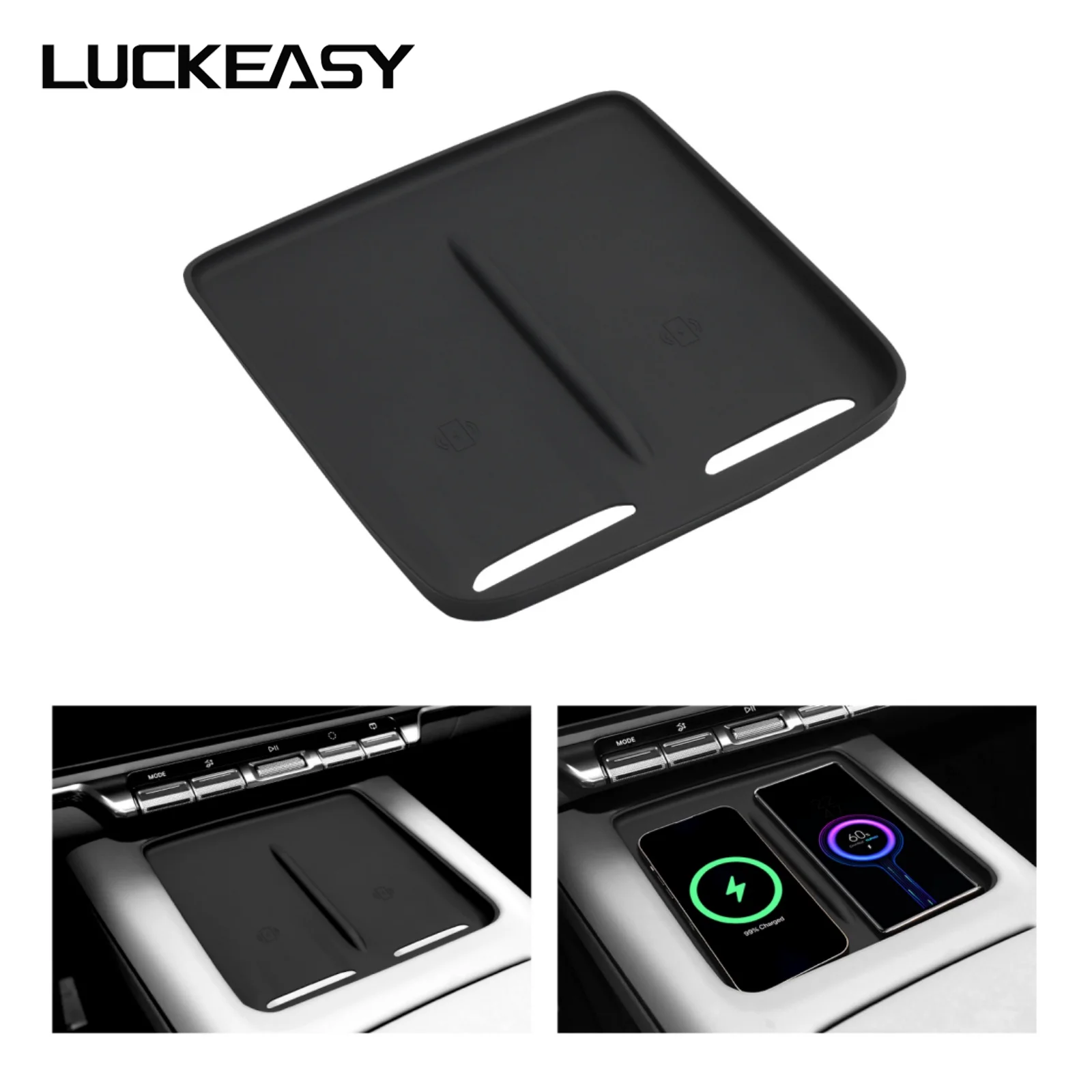 LUCKEASYfor Zeekr 7X 2026+ Car Anti Dirt Pad Silicone Mobile Wireless Charging Anti-Slip Mats Interior Accessiories Black