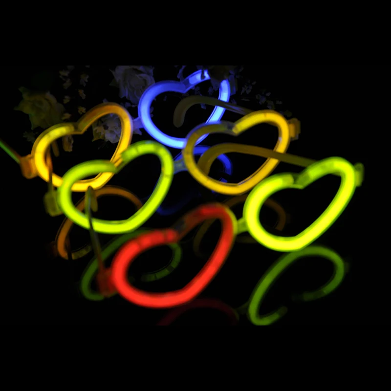 DIY Luminous Heart Eye Glasses Fluorescent Wear Glow Stick Neon Party Gift Adult Kids Birthday Wedding Bar Carnival