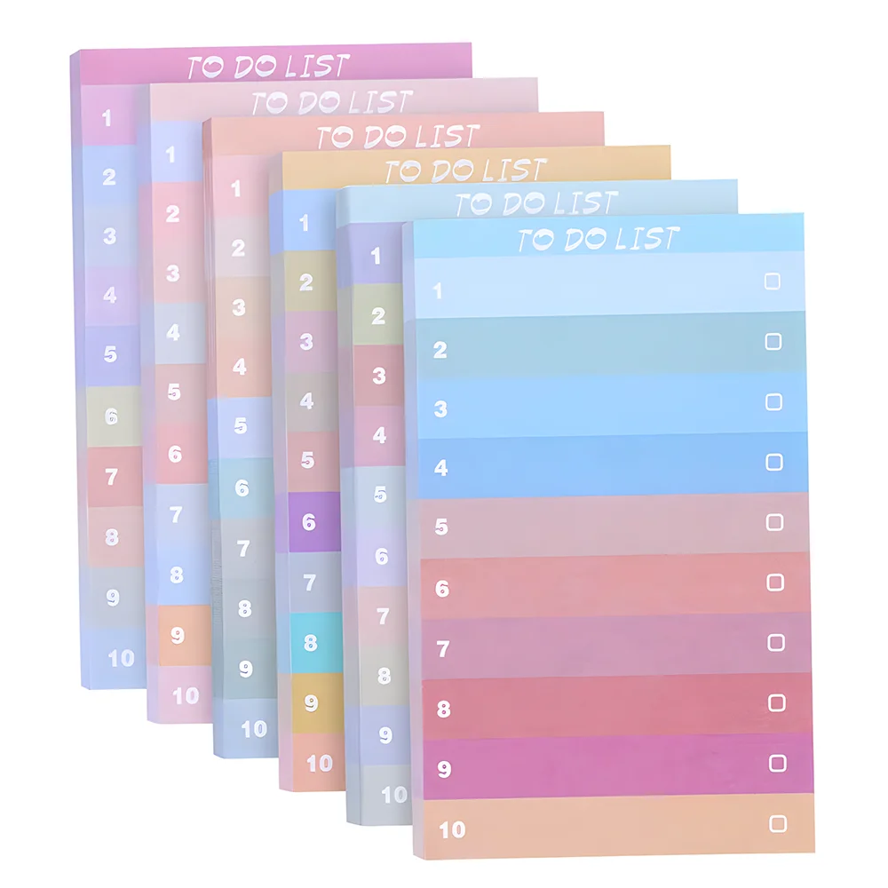 Korean Rainbow Memo Pad Planners Check List To Do Shopping Agenda Notebook Notepad Aesthetic Stationery School Office Supplies