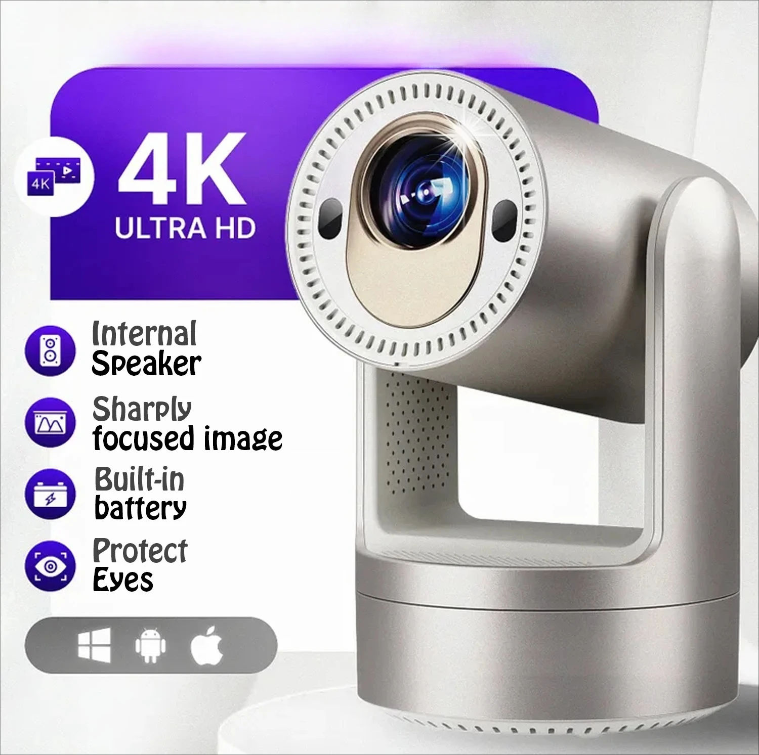 

HT25 Native Projector Upgrated Android 12 380 ANSI 1080P Wifi6 BT5.2 Cinema Outdoor Portable Mini Projetor Christmas Present