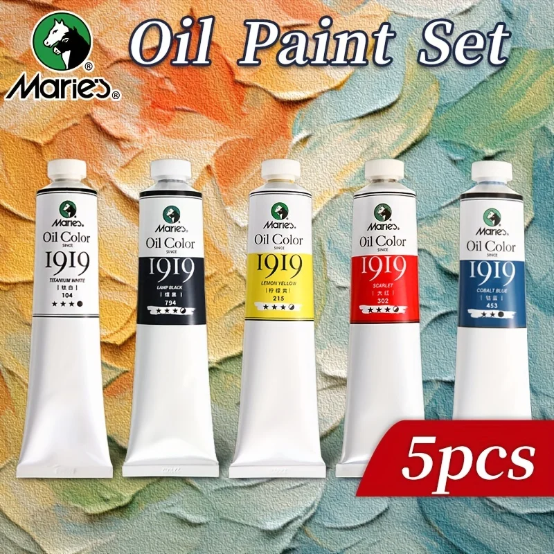

5pcs Marie's Oil Paints Set, 50ml(1.7fl. oz) x 5, Vibrant Colors, Professional Art Supplies for Artists, Adults & Beginners