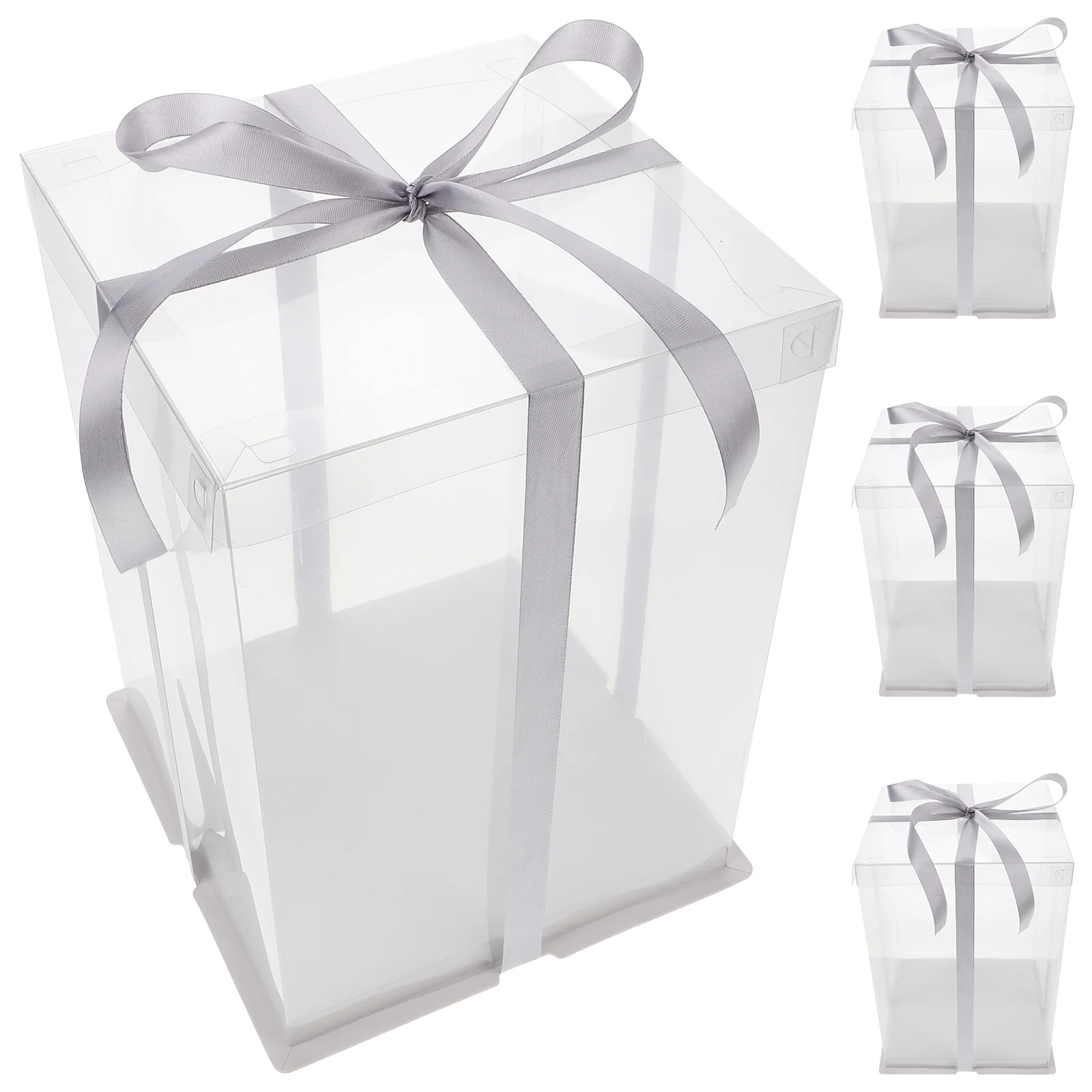 4 Pcs Cake Container Clear Boxes for Favors Plastic Packing Carriers Cupcake Holders