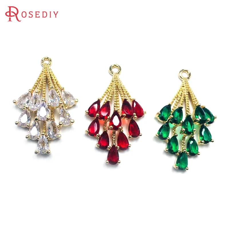 6PCS 18K Gold Color Brass and Zircon Feather Charms Pendants High Quality Diy Jewelry Accessories Rosediy official-website