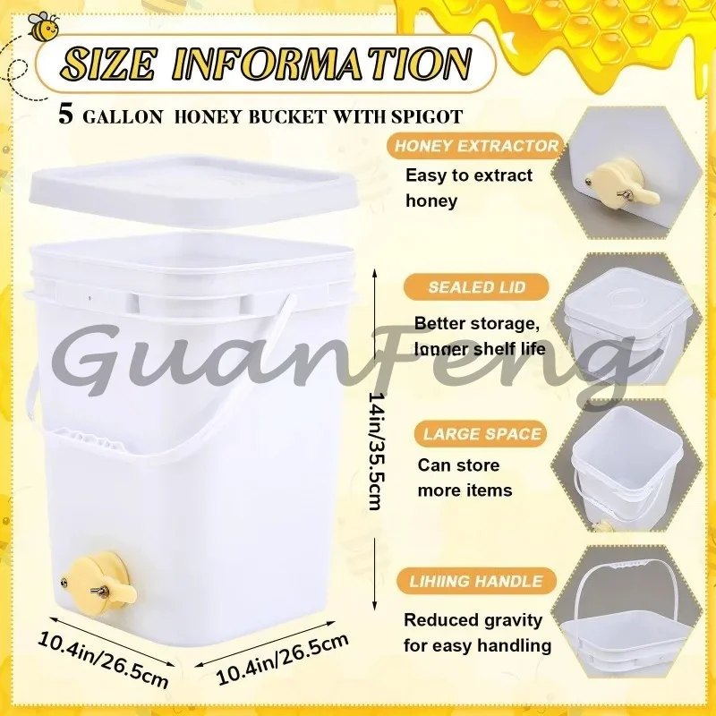 Honey Bucket with Honey Flow Port Stainless Steel Filter Set Honey Extractor Equipment Beekeeping Supplies