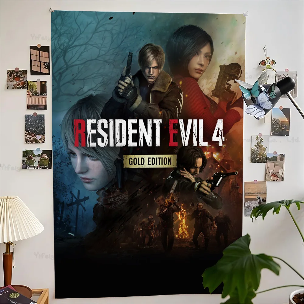 Game R-RESIDENT EVIL Printed Large Wall Tapestry Hanging Tarot Hippie Wall Rugs Dorm Home Decor