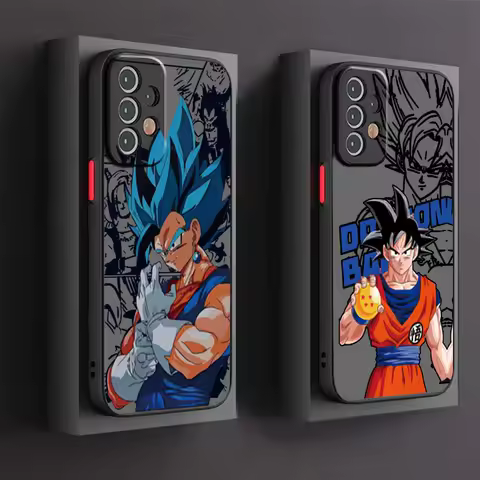 Fun D-Dragon Ball Cool Saiyan Phone Case For Samsung S25 S24 S23 S22 S21 S20 S10 S9 Ultra Plus Edge FE 5G Frosted Translucent