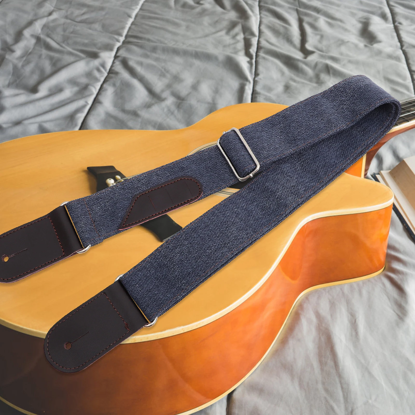 

Adjustable Bass Replacement Decorative Denim Guitar Shoulder Strap Comfortable Durable Replacement Guitar Strap Belt