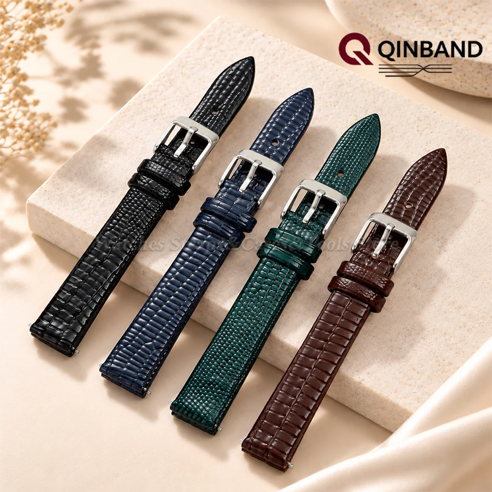 10mm 12mm 14mm 16mm Lizard Patterned Ultra-thin Leather Strap for Women Watch Band Small Slim Watch Strap Fashion Universal Band