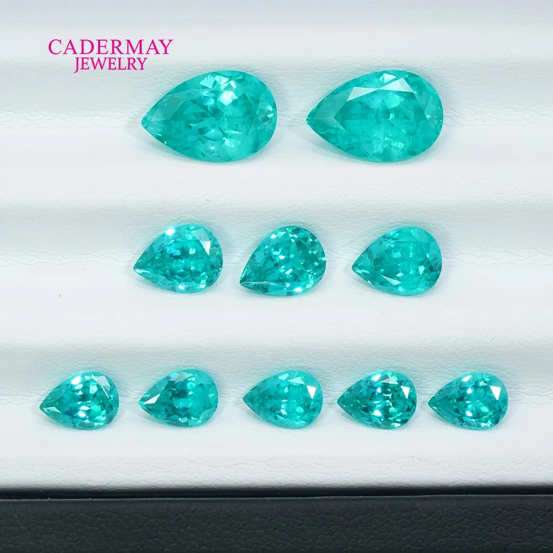 Paraiba Blue Green Yttrium Aluminium Garnet Gemstone 3x4mm-11x16mm Pear Shape Lab Paraiba YAG Loose For Making Jewelry