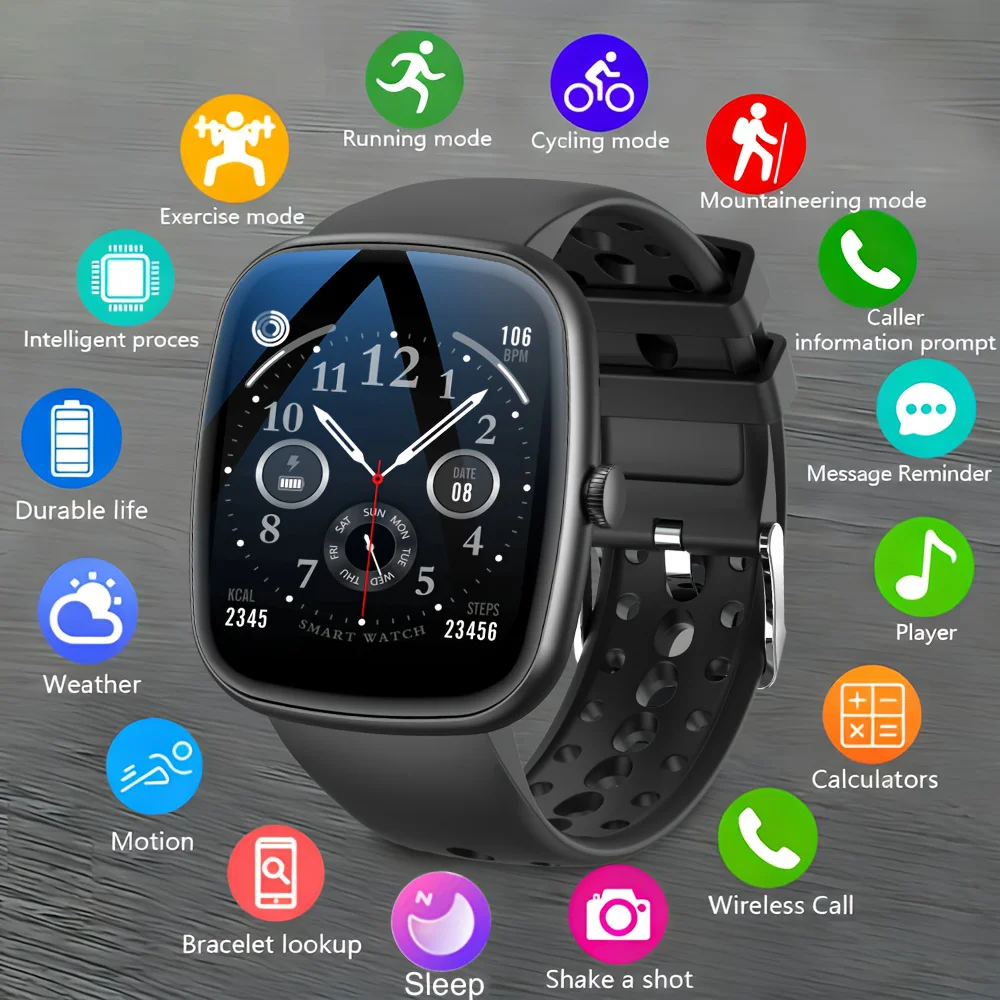 

LAXASFIT 1,53-дюймовый HD-экран, умные часы для мужчин и женщин, Bluetooth-вызовы, умные часы для фитнеса, спорта, пульсометр, воспроизведение музыки, умные часы