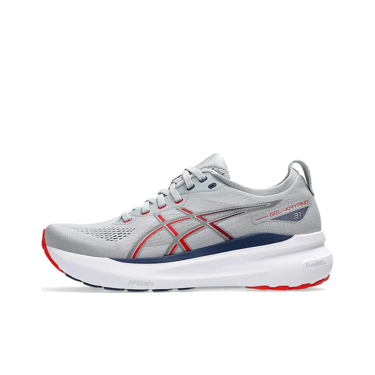 ASICS Gel Kayano 31 Breathable Support Low top Running Shoes Men's Piedmont Gray/Fire Red 1011B867-021