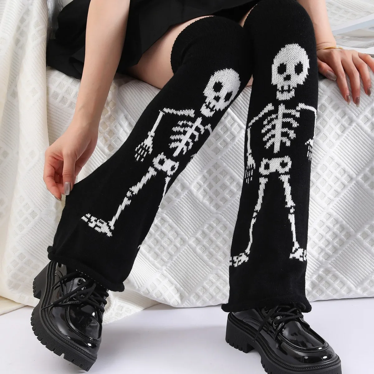 Millennium Spice Girl Socks Halloween Skeleton Element Leg Set Subculture Y2k Skeleton Pile Socks