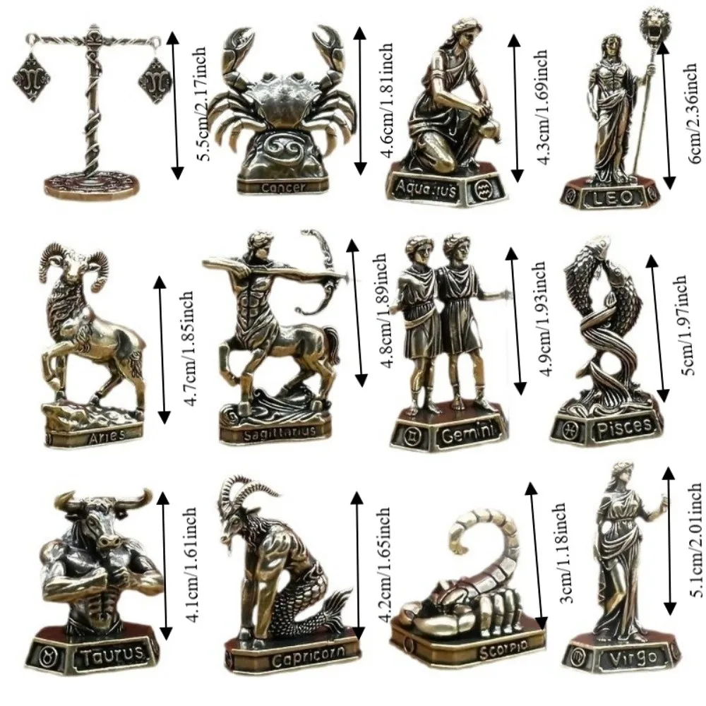 Vintage Collectible Figurines Miniature Artisan Craft The Twelve Zodiac Signs Decoration 12 Constellation Statue Gift Ornaments - view 5