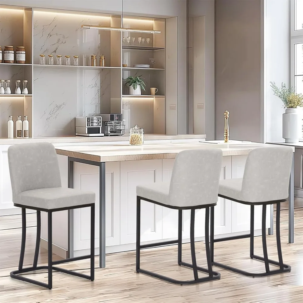 

Sophia & William Bar Stools Set of 3, Counter Height Bar Stools with Back for Kitchen Island, Modern Faux Leather Bar Stools,Lig