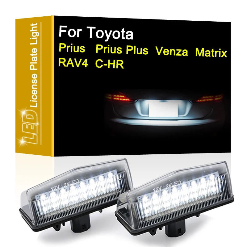 12V LED Number Plate Lamp For Toyota Prius Venza 08-15 Matrix 09-13 RAV4 13-18 C-HR 2016-UP White License Plate Light Assembly