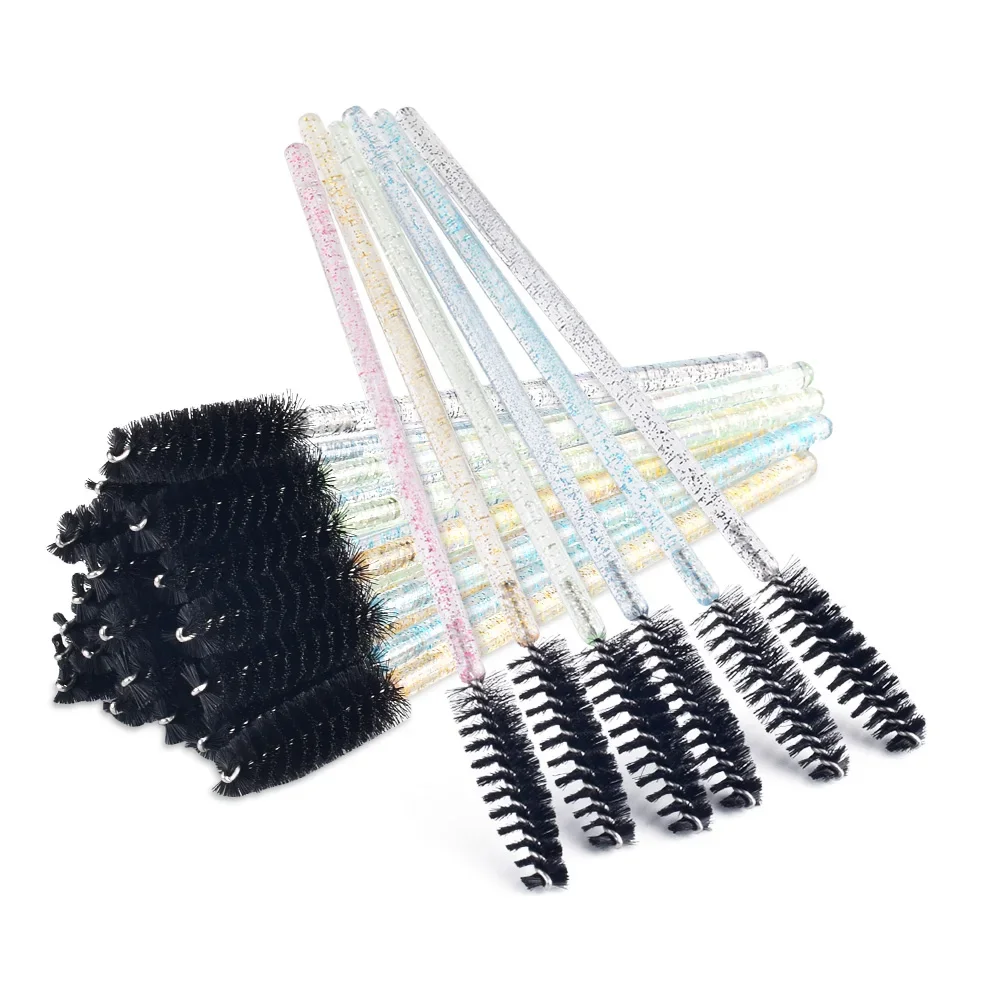 50Pcs Disposable Blackhead Crystal Eyelash Brush Mascara Stick Applicator Graft Eyelash Curly Comb Beauty Makeup