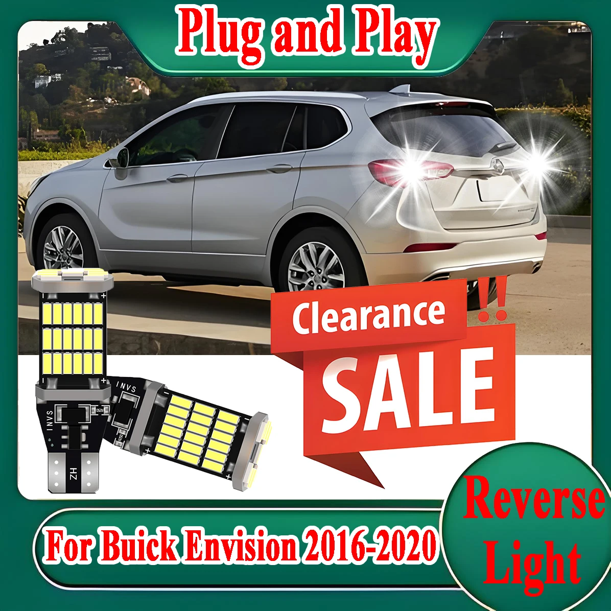 2PCS Canbus No Error Car LED Reverse Light 6000K CSP Chips Plug and Play For Buick Envision 2016 2017 2018 2019 2020 BackUp Lamp