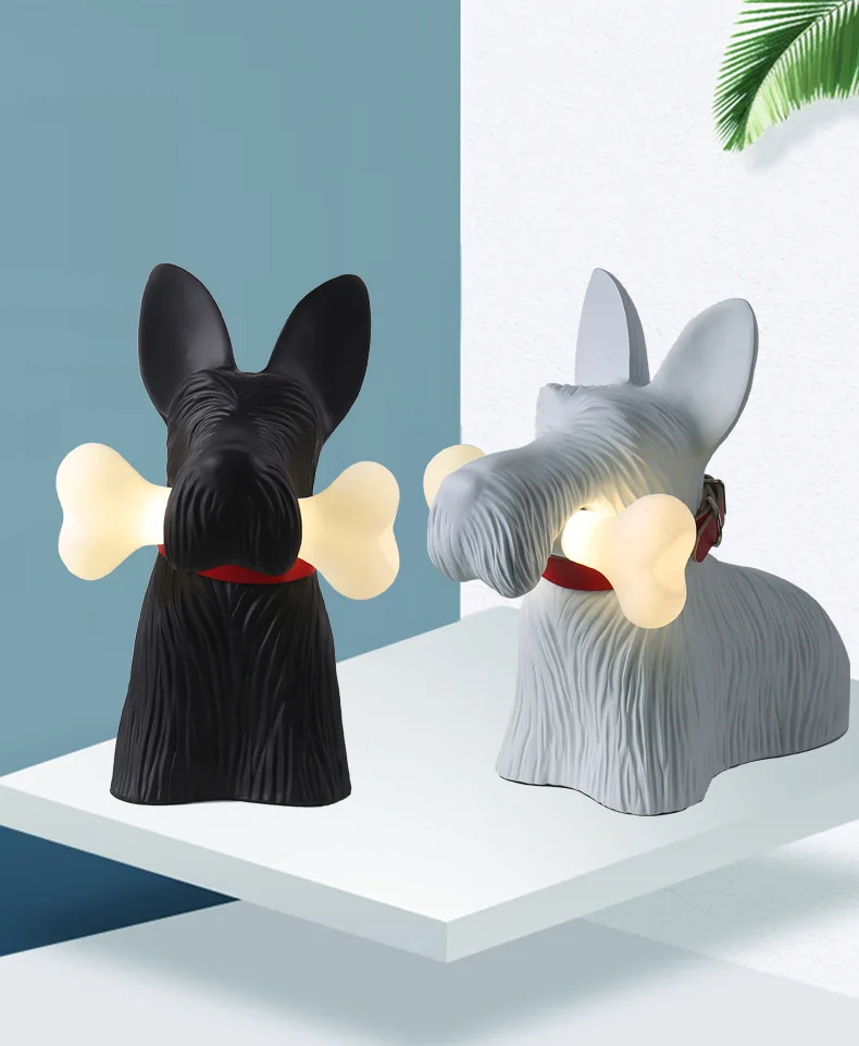 Scottie Table Lamp Decoration Bedroom animal lamp Nordic dog lamp dormitorio LED Bedside kawaii room decor lamps