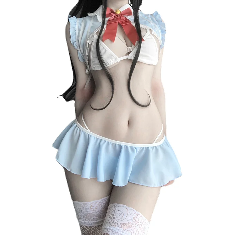 Uniforme de princesa de conejito para mujer, ropa de dormir Lolita, conjunto de ropa interior de Anime marinero, disfraces de Cosplay, lencería Kawaii, traje de mucama