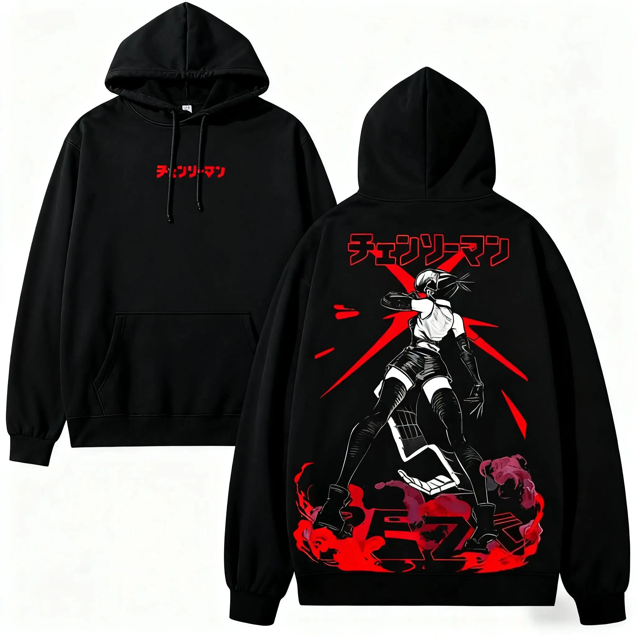 الهيب هوب هوديي بالمنشار رجل Reze أنيمي مطبوعة هودي الرجال النساء المتضخم الخريف البلوز Harajuku بلوزات طويلة الأكمام للجنسين #2